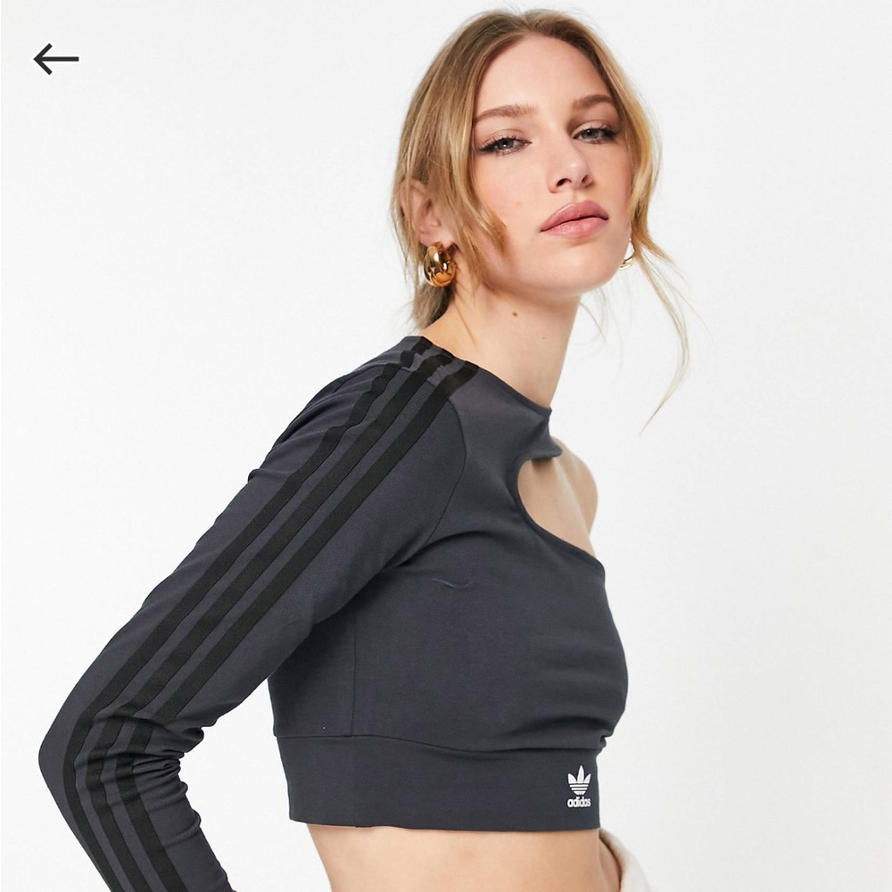 adidas Originals ‘80’s Aerobic’ cut out one shoulder crop top